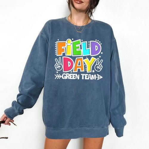 Field Day Green Team For Teacher Kids Field Day Games Comfort Colors Sweatshirt - teacherstshirts.com