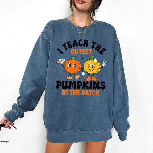 Halloween Teacher I Teach The Cutest Pumpkins In The Patch Comfort Colors Sweatshirt - teacherstshirts.com