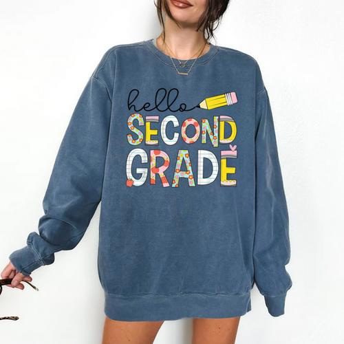 Hello Second Grade Team 2nd Grade Back To School Teacher Kid Comfort Colors Sweatshirt - teacherstshirts.com