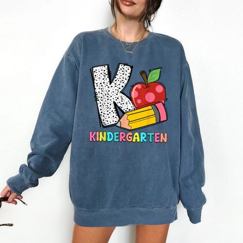 K Is For Kindergarten Teacher Pencil Apple Back To School Comfort Colors Sweatshirt - teacherstshirts.com CA