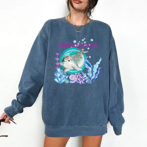 Kindergarten Teacher Dolphin Ocean Life Teaching Team Spirit Comfort Colors Sweatshirt - teacherstshirts.com