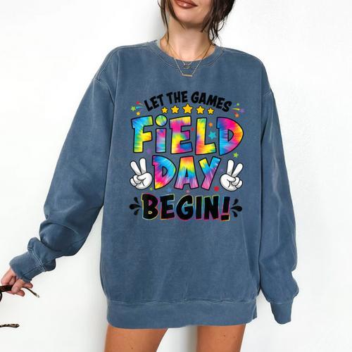 Let The Games Field Day Begin Tie Dye Adults Teacher Kids Comfort Colors Sweatshirt - teacherstshirts.com AU