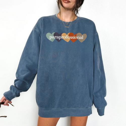 Paraprofessional Teacher Hearts Back To School Teach Rainbow Men Women Kids Comfort Colors Sweatshirt - teacherstshirts.com DE