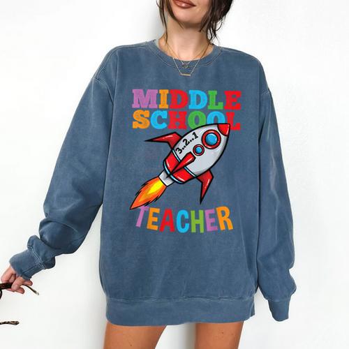 Space Middle School Teacher Back To School Men Women Kids Comfort Colors Sweatshirt - teacherstshirts.com AU