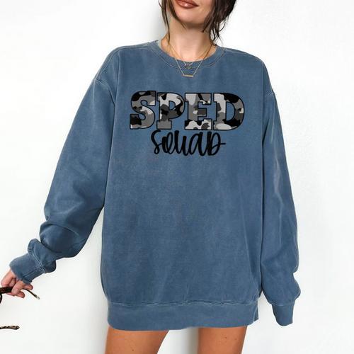 Special Education Squad Camo SPED Teacher Comfort Colors Sweatshirt - teacherstshirts.com UK