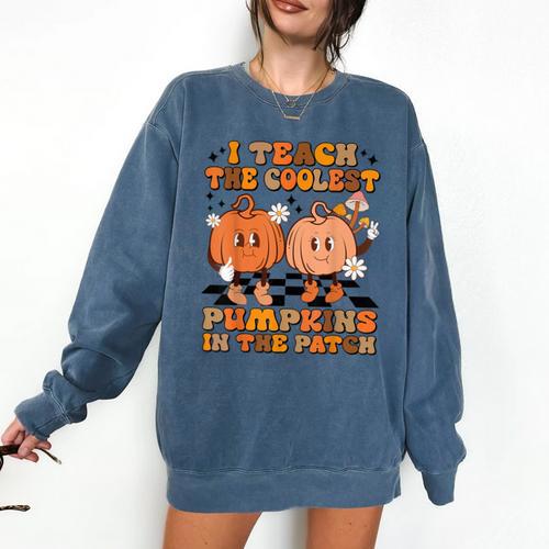 I Teach The Coolest Pumpkins In The Patch Teacher Halloween Comfort Colors Sweatshirt - teacherstshirts.com CA