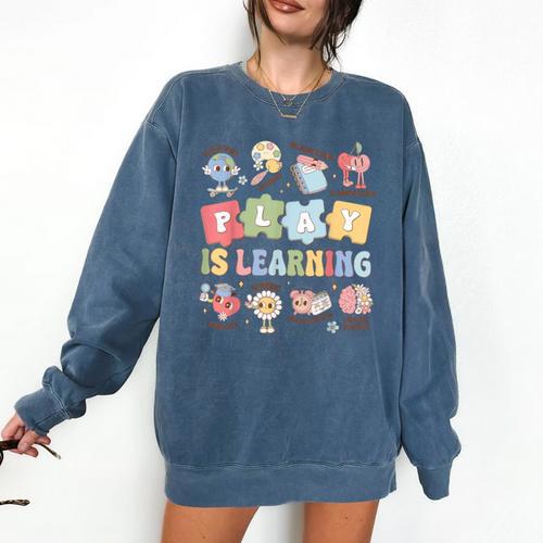 Teacher Groovy Play Is Learning Back To School Comfort Colors Sweatshirt - teacherstshirts.com AU