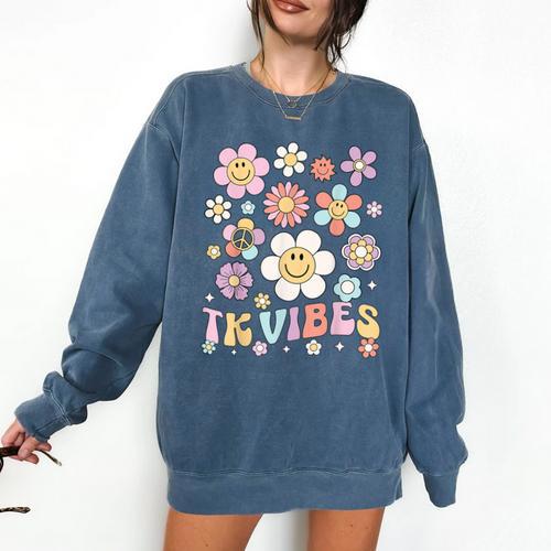 TK Vibes Back To School TK Girl Kid TK Team TK Teacher Women Comfort Colors Sweatshirt - teacherstshirts.com AU