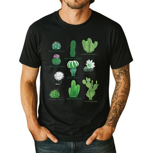 10 Types Of Cactus Succulent Teacher Chart Cactus Lover Tee Men's Casual T-Shirt - teacherstshirts.com DE