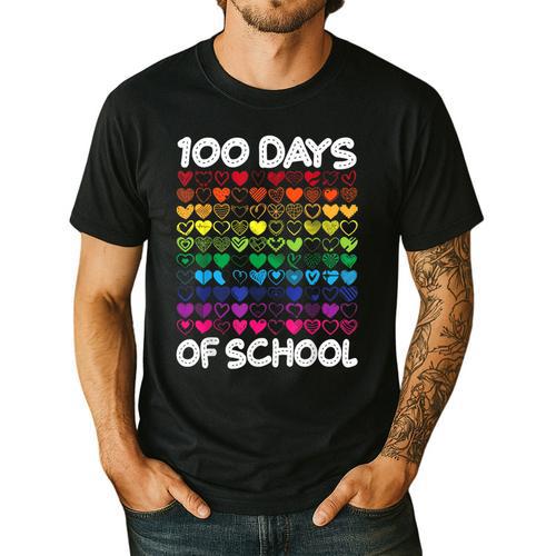 100 Days Of School Heart Love Teacher Or Student 100th Day Men's Casual T-Shirt - teacherstshirts.com