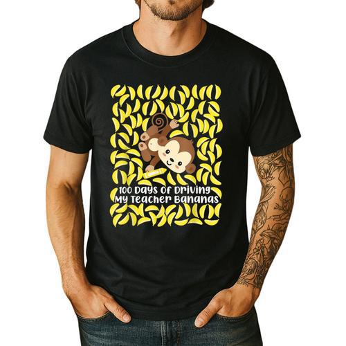 100th Day Of School Teacher Monkey Pun Banana For Men Women Girls Kids Men's Casual T-Shirt - teacherstshirts.com