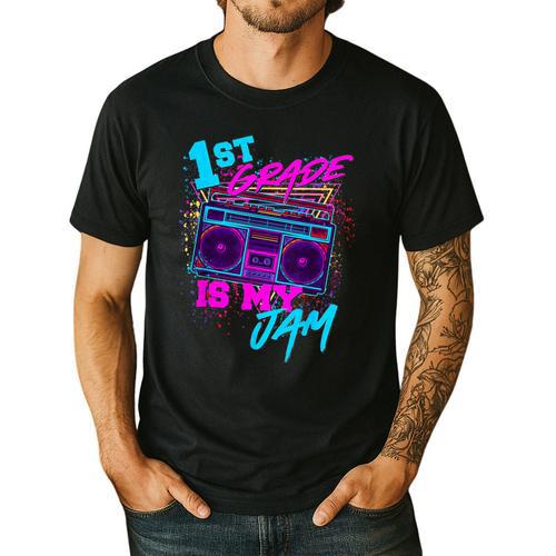 1st Grade Is My Jam Vintage 80s 80's Teacher Student Retro Men's Casual T-Shirt - teacherstshirts.com AU