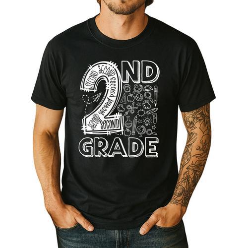 2nd Grade Typography Team 2nd Grade Teacher Back To School Men's Casual T-Shirt - teacherstshirts.com UK