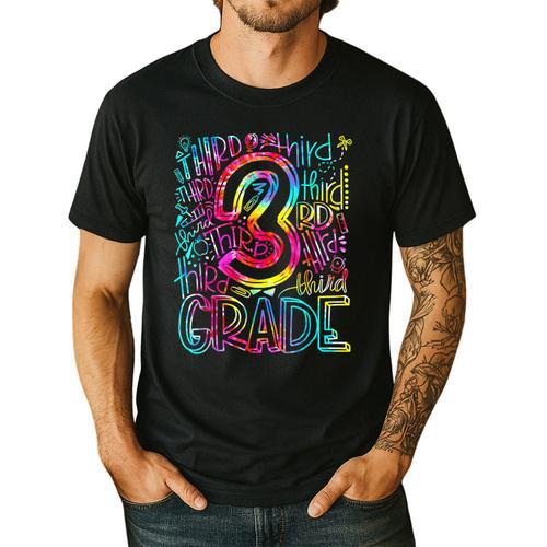 3rd Grade Typography Team Third Grade Teacher Back To School Men's Casual T-Shirt - teacherstshirts.com CA