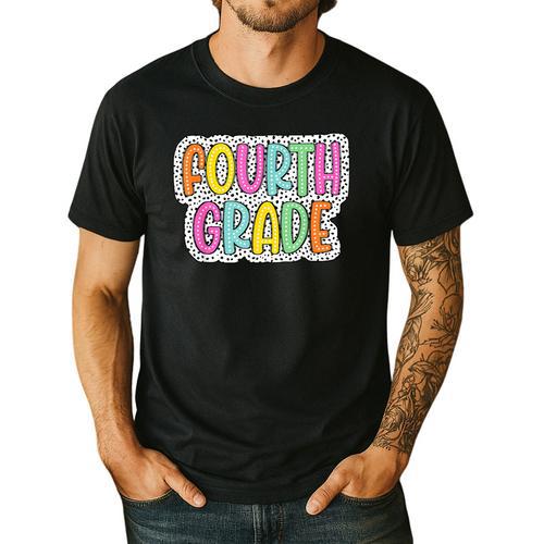 4th Grade Back To School Dalmatian Dots Teacher Student Men's Casual T-Shirt - teacherstshirts.com
