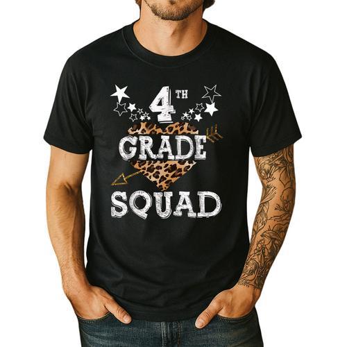 4th Grade Squad Star Team Leopard Teacher Crew Student Men Women Girls Kids Men's Casual T-Shirt - teacherstshirts.com