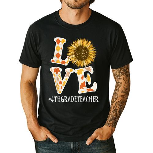 4th Grade Teacher Love Autumn Fall Sunflower Appreciation Men's Casual T-Shirt - teacherstshirts.com DE