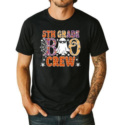5th Grade Boo Crew Halloween Teachers Students Men's Casual T-Shirt - teacherstshirts.com