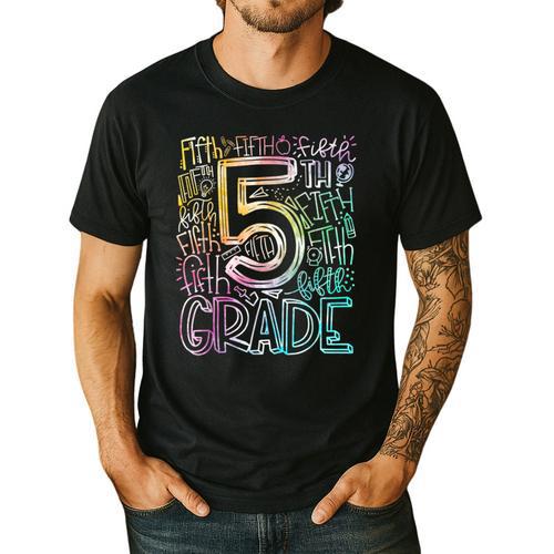 5th Grade Typography Team Fifth Grade Teacher Back To School Men's Casual T-Shirt - teacherstshirts.com DE