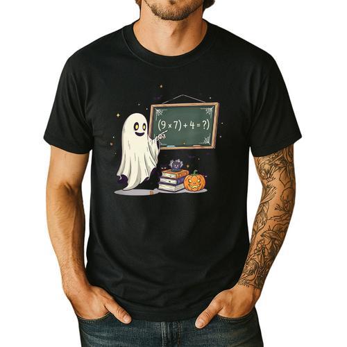 67 Teacher Halloween Ghost Six Seven Meme Math Joke Men's Casual T-Shirt - teacherstshirts.com AU