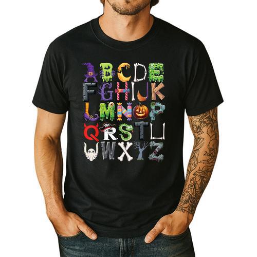 ABCs Alphabet Halloween Learning Kindergarten Teachers Men's Casual T-Shirt - teacherstshirts.com