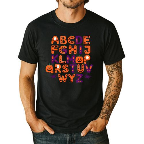 ABCs Learning Kindergarten Teacher Halloween Alphabet Men's Casual T-Shirt - teacherstshirts.com