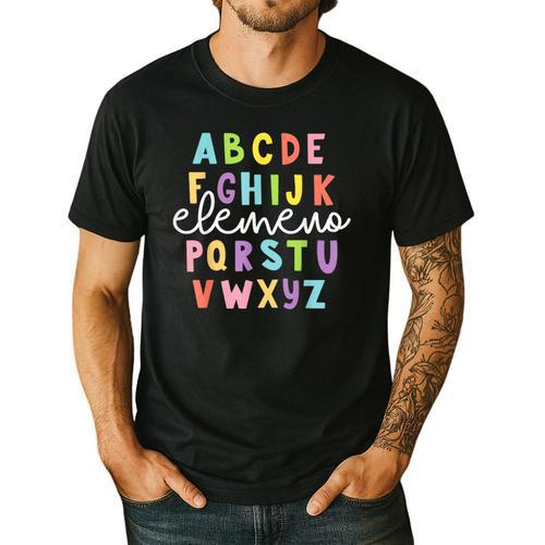 Alphabet ABC Elemeno Teacher Student Back To School Men's Casual T-Shirt - teacherstshirts.com DE