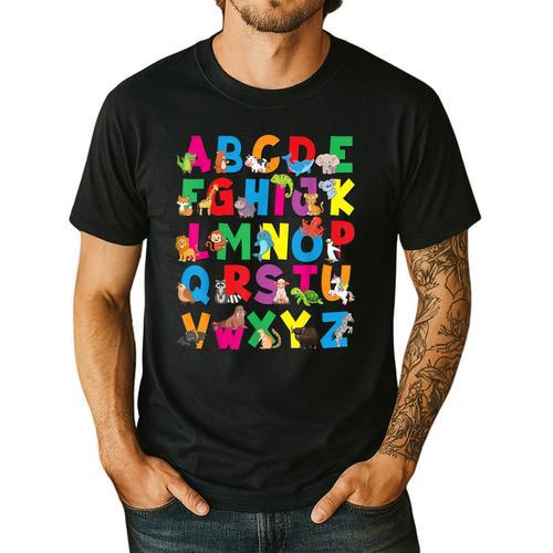 Alphabet Animals ABCs Zoo Kids Boys Girls Teacher Men's Casual T-Shirt - teacherstshirts.com