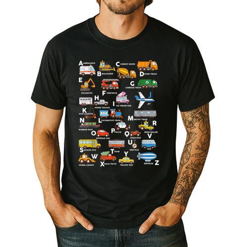 Alphabet Vehicles ABCs Learning Teachers Kids Boys Girls Men's Casual T-Shirt - teacherstshirts.com