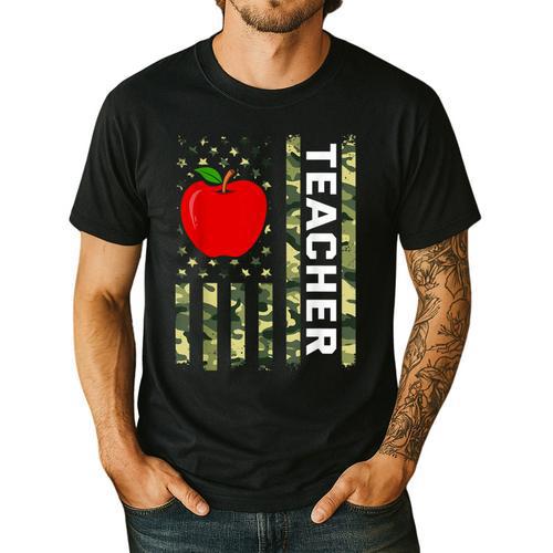 American Flag Camouflage Teacher Patriotic 4th Of July Men's Casual T-Shirt - teacherstshirts.com UK