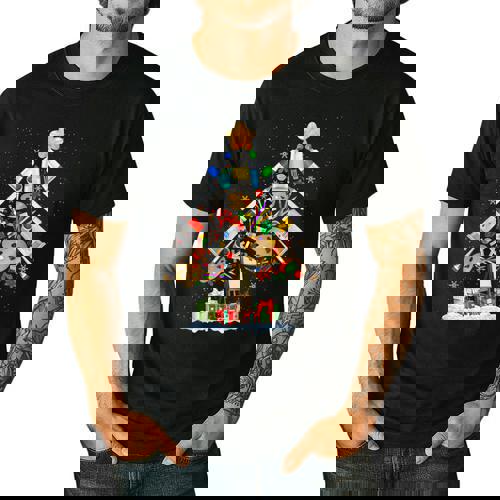 Art Christmas Tree Merry Christmas Artist Art Teacher Men&#x27;s Casual T-Shirt - teacherstshirts.com