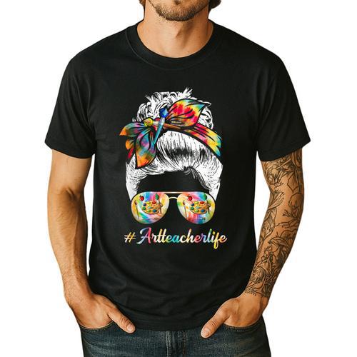Art Teacher Life Messy Bun Back To School Art Teacher Men's Casual T-Shirt - teacherstshirts.com DE