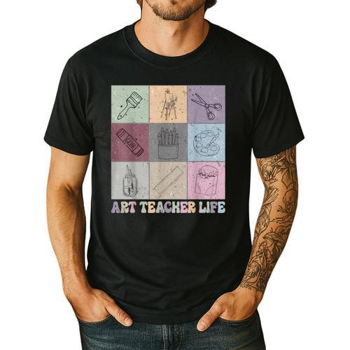 Art Teacher Life Retro Groovy Teaching Future Artists Men's Casual T-Shirt - teacherstshirts.com CA