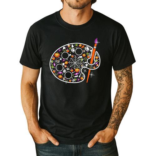 Art Teacher Pumpkin Scary Halloween Costume Men Women Men's Casual T-Shirt - teacherstshirts.com