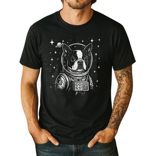 Astronaut Boston Terrier Space Galaxy Dog Lovers Men's Casual T-Shirt - Bostonterriersmerch.com UK