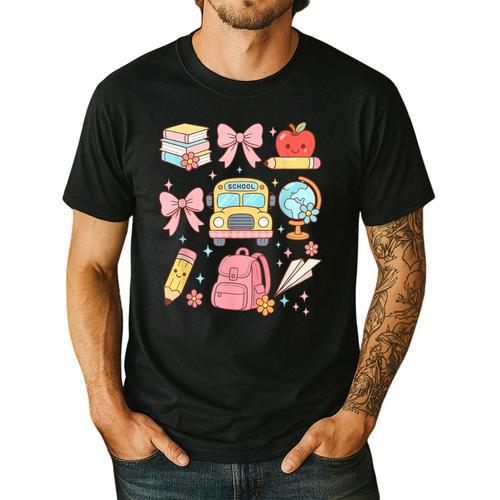 Back To School Coquette Teacher Women Girl Kindergarten PreK Men's Casual T-Shirt - teacherstshirts.com UK