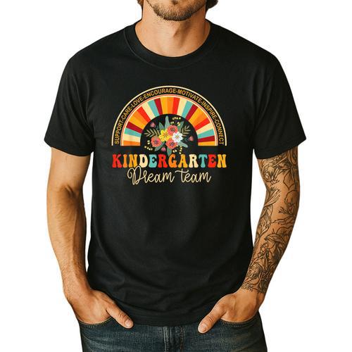 Back To School Kindergarten Dream Team Teacher Love Floral Men's Casual T-Shirt - teacherstshirts.com DE
