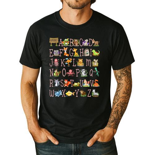 Back To School Kindergarten Teacher ABCs Animals Alphabet Men's Casual T-Shirt - teacherstshirts.com