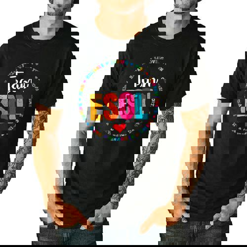 Back To School Teachers Crew Students Team ESOL Teacher Men&#x27;s Casual T-Shirt - teacherstshirts.com