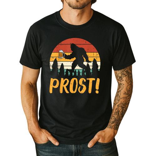 Bigfoot Sasquatch Prost Retro Bavarian Oktoberfest Men Women Men's Casual T-Shirt - Bostonterriersmerch.com
