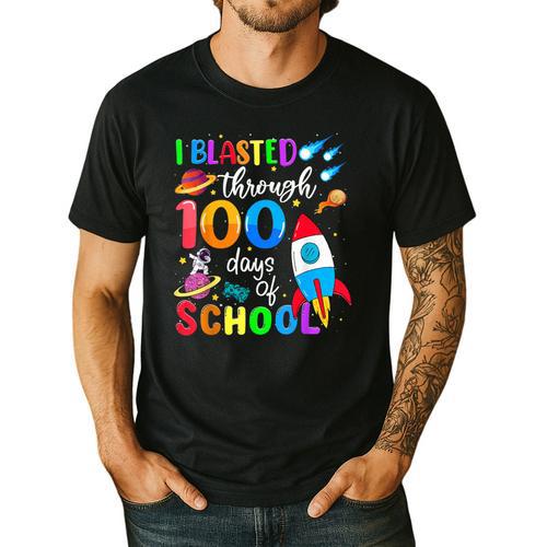 I Blasted Through 100 Days Of School 100th Day Teacher Kids Men's Casual T-Shirt - teacherstshirts.com
