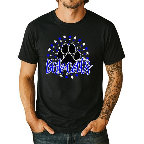 Blue Bobcats School Spirit Coquette Bow Mascot Teacher Men's Casual T-Shirt - teacherstshirts.com AU