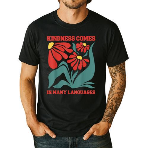 Boho Flower ESL Teacher Kindness Comes In Many Languages Men's Casual T-Shirt - teacherstshirts.com