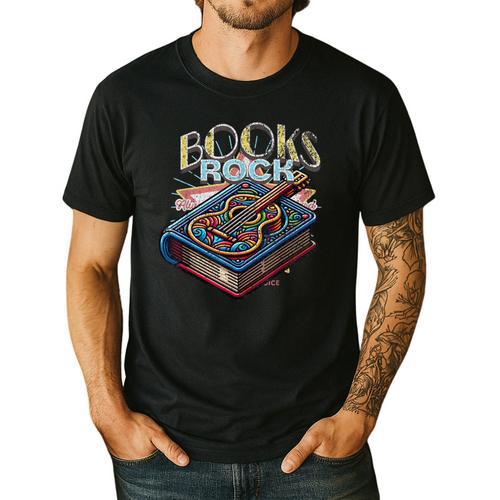 Books Rock Rock'n Roll Science Of Reading Teachers Guitar Men's Casual T-Shirt - teacherstshirts.com AU