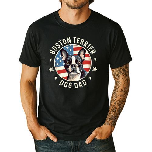 Boston Bull Terrier Men Boston Terrier Dog Dad Men's Casual T-Shirt - Bostonterriersmerch.com