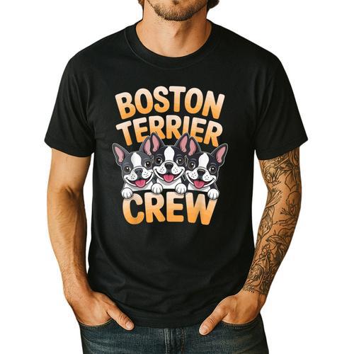 Boston Terrier Crew Cartoon For Dog Owner Pet Boston Terrier Men's Casual T-Shirt - Bostonterriersmerch.com