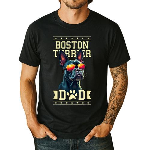 Boston Terrier Dad Boston Bull Bostie Dog Men's Casual T-Shirt - Bostonterriersmerch.com