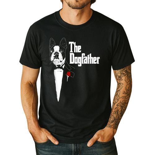 Boston Terrier Dad The DogFather Shirt Boston Terrier Men's Casual T-Shirt - Bostonterriersmerch.com