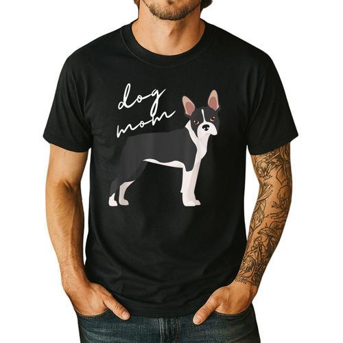 Boston Terrier Dog Mom Woman Women Men's Casual T-Shirt - Bostonterriersmerch.com