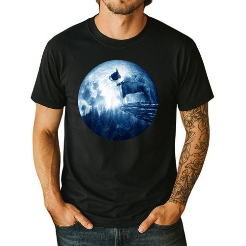 Boston Terrier Dog Moon Dog Mom Dad Women Men Dog Lovers Men's Casual T-Shirt - Bostonterriersmerch.com
